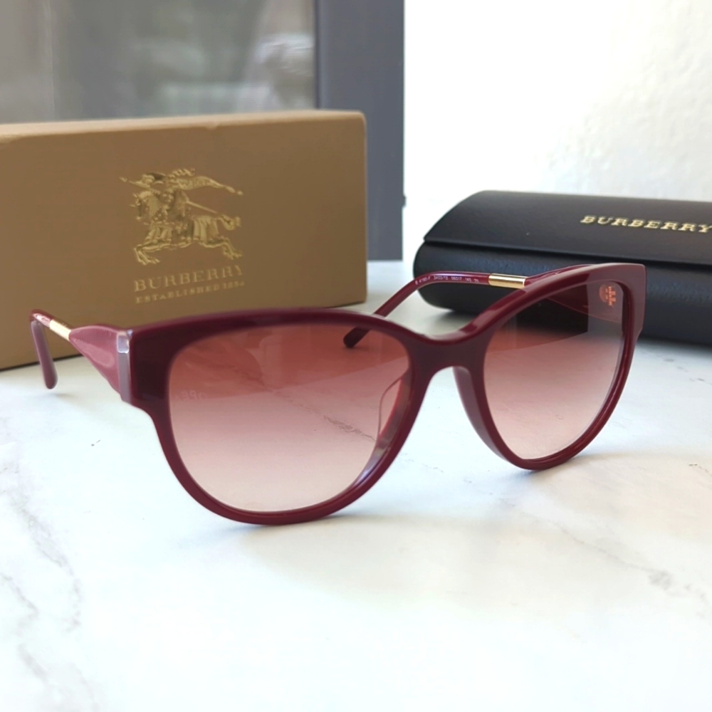 Burberry Red Burgundy Gold Sunglasses BE4190